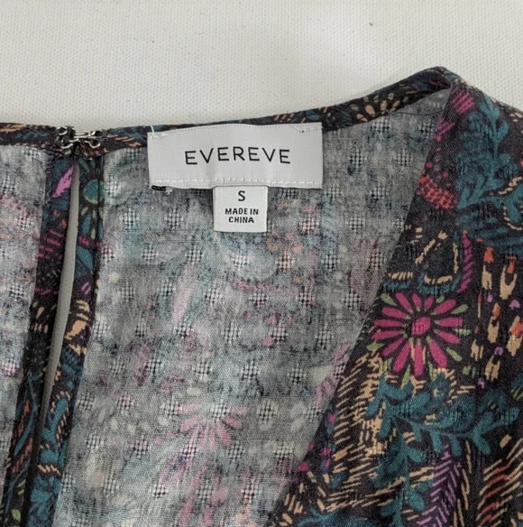 EVEREVE WOMENS floral Fall jumpsuit 3/4 ballon sleeves ockets cotton blend Small - Picture 15 of 15